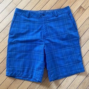 Under Armour Mens Blue Plaid Shorts sz 36